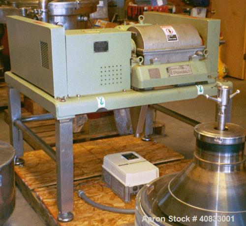 Used Decanter

USED SHARPLES P-660 SUPER-D-CANTER CENTRIFUGE, 316 STAINLESS STEEL CONSTRUCTION ON PRODUCT CONTACT AREAS. MAX BOWL SPEED 6000 RPM 2" SINGLE LEAD CONVEYOR WITH WELDED HARDFACING, HOGGED...