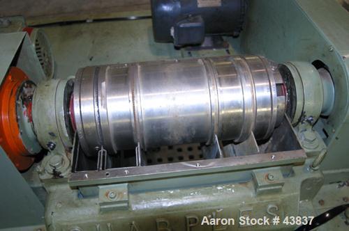 USED: Sharples P-660 Super-D-Canter centrifuge. 316 stainless steel. 2" single lead conveyor with hardfacing, cake flingers, cake discharge, parts not hogged out, poly type feed tube and yoke base, c...