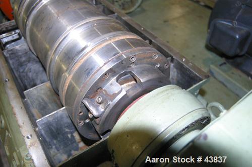 USED: Sharples P-660 Super-D-Canter centrifuge. 316 stainless steel. 2" single lead conveyor with hardfacing, cake flingers, cake discharge, parts not hogged out, poly type feed tube and yoke base, c...