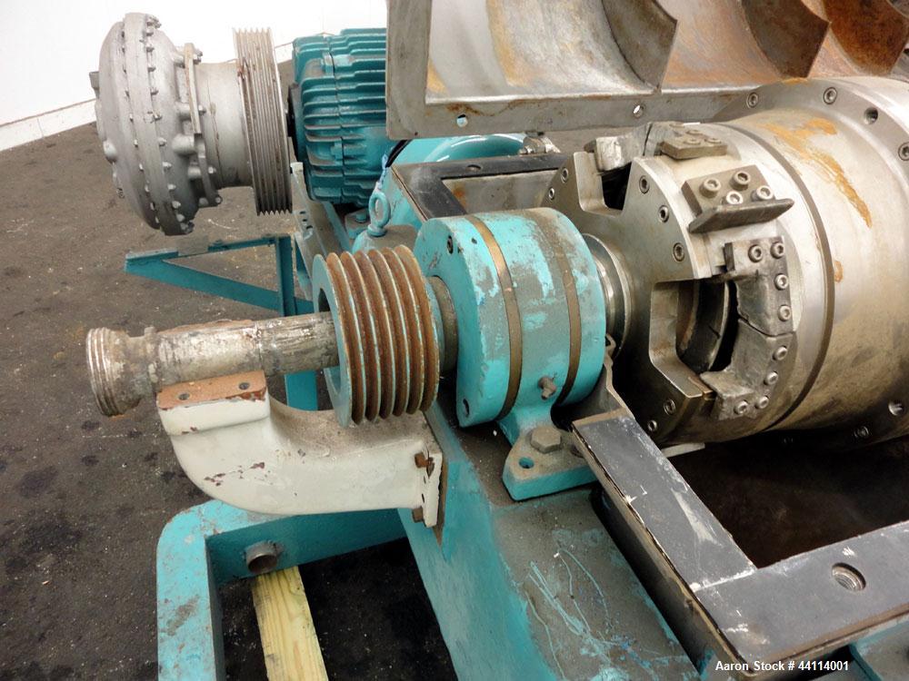 Used Sharples P-3000 Super-D-Canter Centrifuge. 316 Stainless steel construction (product contact areas), maximum bowl speed 3150 rpm, hogged- out cake discharge ports with replaceable wear liners, c...