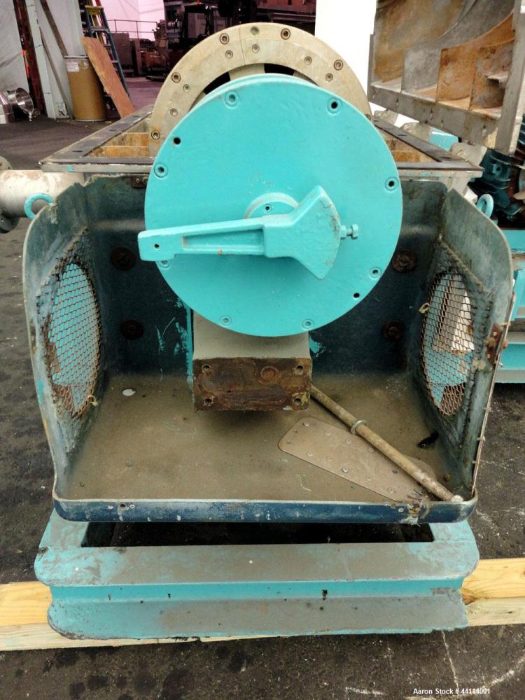 Used Sharples P-3000 Super-D-Canter Centrifuge. 316 Stainless steel construction (product contact areas), maximum bowl speed 3150 rpm, hogged- out cake discharge ports with replaceable wear liners, c...