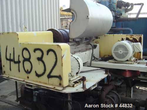 USED: Sharples p-3000 Super-D-Canter centrifuge, 316 S/S. Cylinder design, 3" single lead conveyor, side cake discharge ports, 1,2,3,4 slotted liquid dam plate, base, casing, feed tube & yoke, vibrat...