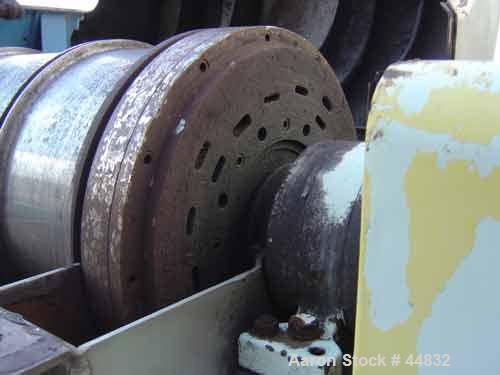 USED: Sharples p-3000 Super-D-Canter centrifuge, 316 S/S. Cylinder design, 3" single lead conveyor, side cake discharge ports, 1,2,3,4 slotted liquid dam plate, base, casing, feed tube & yoke, vibrat...