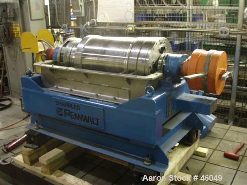 Reconditioned: Sharples P-3000 Super-D-Canter Centrifuge, 316 stainless steel construction (product contact areas), max bowl speed 4000 rpm, contour bowl design, 360 degree solids discharge ports wit...