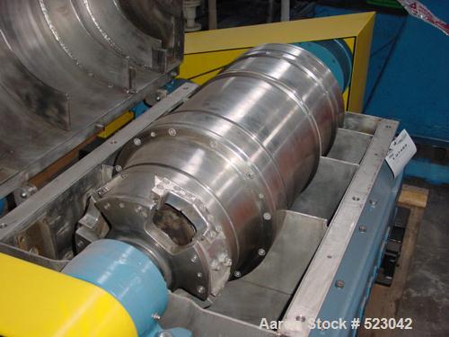USED: Sharples decanter centrifuge, model P3000, J73-P3000CF 401,type JPSU666-4, 4000 rpm, 22 kw motor, 2.2 kw backdrive, hard facedscroll. Last used in water treatment application.