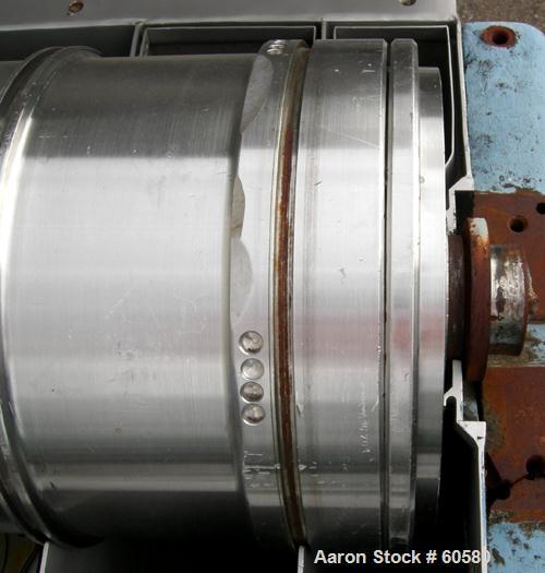 USED: Sharples P3400 Super-D-Canter centrifuge, 316 stainless steel construction on product contact areas. Max bowl speed 4000 rpm, 4.25" single lead conveyor with welded hardfacing wear protection, ...