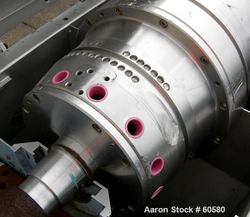 USED: Sharples P3400 Super-D-Canter centrifuge, 316 stainless steel construction on product contact areas. Max bowl speed 4000 rpm, 4.25" single lead conveyor with welded hardfacing wear protection, ...