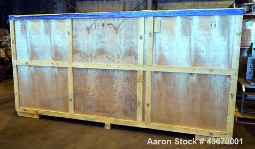 Used Sharples P-4600 Super-D-Canter Centrifuge, 316 stainless steel construction. Single lead conveyor with hardfacing, hogged-out cake port with replaceable wear liner, gearbox, base, casing.