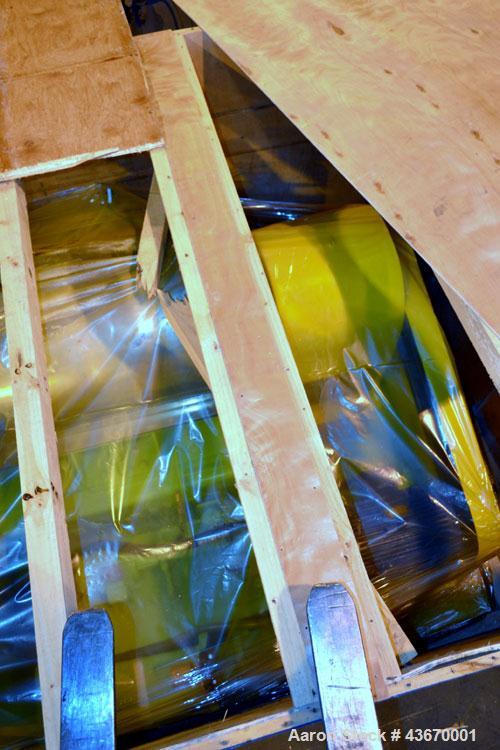 Used Sharples P-4600 Super-D-Canter Centrifuge, 316 stainless steel construction. Single lead conveyor with hardfacing, hogged-out cake port with replaceable wear liner, gearbox, base, casing.