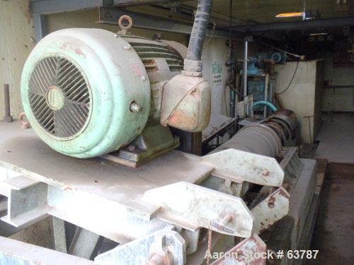 Used Sharples PM-50000 Super-D-Canter Centrifuge, 316 Stainless Steel Construction (Product Contact Areas). Max bowl speed 3000 RPM, single lead conveyor with hardfacing wear protection, hogged-out c...