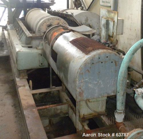 Used Sharples PM-50000 Super-D-Canter Centrifuge, 316 Stainless Steel Construction (Product Contact Areas). Max bowl speed 3000 RPM, single lead conveyor with hardfacing wear protection, hogged-out c...