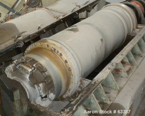 Used Sharples PM-50000 Super-D-Canter Centrifuge, 316 Stainless Steel Construction (Product Contact Areas). Max bowl speed 3000 RPM, single lead conveyor with hardfacing wear protection, hogged-out c...