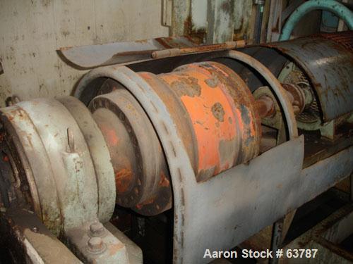 Used Sharples PM-50000 Super-D-Canter Centrifuge, 316 Stainless Steel Construction (Product Contact Areas). Max bowl speed 3000 RPM, single lead conveyor with hardfacing wear protection, hogged-out c...