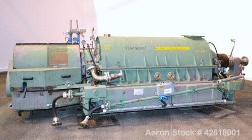 Used Sharples P-5000 Super-D-Canter Centrifuge. 2205 Stainless steel construction (product contact areas), maximum bowl speed 3000 rpm, 360 degree solids discharge ports with sintered tungsten carbid...