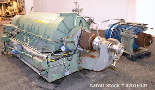 Used Sharples P-5000 Super-D-Canter Centrifuge. 2205 Stainless steel construction (product contact areas), maximum bowl speed 3000 rpm, 360 degree solids discharge ports with sintered tungsten carbid...