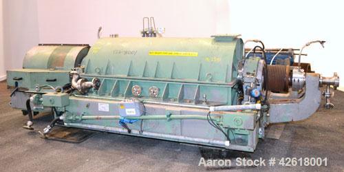 Used Sharples P-5000 Super-D-Canter Centrifuge. 2205 Stainless steel construction (product contact areas), maximum bowl speed 3000 rpm, 360 degree solids discharge ports with sintered tungsten carbid...