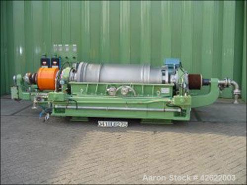 Used Sharples P-5000 Super-D-Canter Centrifuge, stainless steel construction (product contact areas), max bowl speed 3000 rpm, 360 degree solids discharge ports with sintered tungsten carbide wear in...