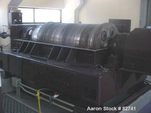 USED: Sharples PM60000 (P5000) solid bowl decanter centrifuge. All 316/317 stainless steel wetted parts. 8.5" pitch conveyor with tungsten carbide wear protection. Hogged out solids discharge port wi...