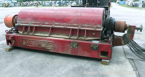 Used Sharples P-5400 Super-D-Canter Centrifuge, 316/317 stainless steel construction on product contact areas, maximum bowl speed 3000 rpm, 8.5" single lead conveyor with sintered tuingsten carbide w...