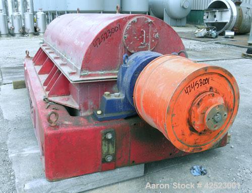 Used Sharples P-5400 Super-D-Canter Centrifuge, 316/317 stainless steel construction on product contact areas, maximum bowl speed 3000 rpm, 8.5" single lead conveyor with sintered tuingsten carbide w...