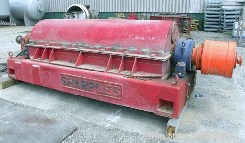 Used Sharples P-5400 Super-D-Canter Centrifuge, 316/317 stainless steel construction on product contact areas, maximum bowl speed 3000 rpm, 8.5" single lead conveyor with sintered tuingsten carbide w...