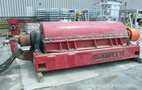 Used Sharples P-5400 Super-D-Canter Centrifuge, 316/317 stainless steel construction on product contact areas, maximum bowl speed 3000 rpm, 8.5" single lead conveyor with sintered tuingsten carbide w...