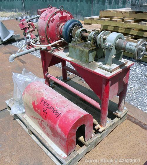 Used Sharples P-5400 Super-D-Canter Centrifuge, 316/317 stainless steel construction on product contact areas, maximum bowl speed 3000 rpm, 8.5" single lead conveyor with sintered tuingsten carbide w...