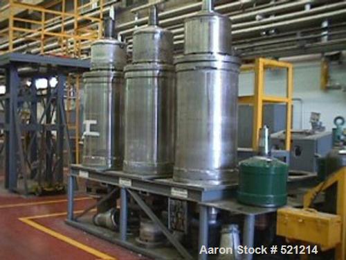 USED: Sharples P-6000 vertical pressuretite Super-D-Canter centrifuge, 316/317 stainless steel construction. Max bowl speed 3000 rpm, vaportite at 15 psig or 1 bar, 300 deg F or 149 deg C, 316/317 st...