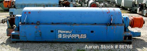 USED: Sharples PC-81000 Super-D-Canter Centrifuge, 304 stainless steel construction on product contact areas. Max bowl speed 2300 rpm, 8" single lead conveyor with tiles, 360 discharge with STC liner...