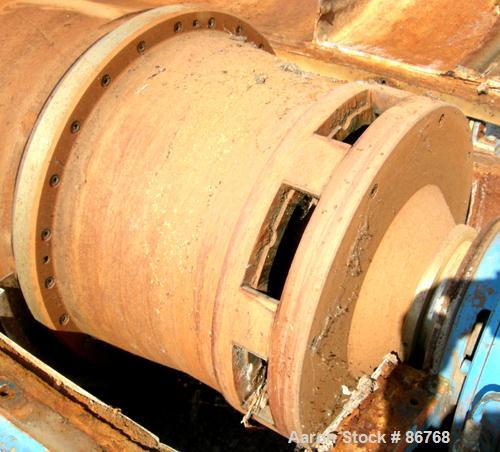 USED: Sharples PC-81000 Super-D-Canter Centrifuge, 304 stainless steel construction on product contact areas. Max bowl speed 2300 rpm, 8" single lead conveyor with tiles, 360 discharge with STC liner...