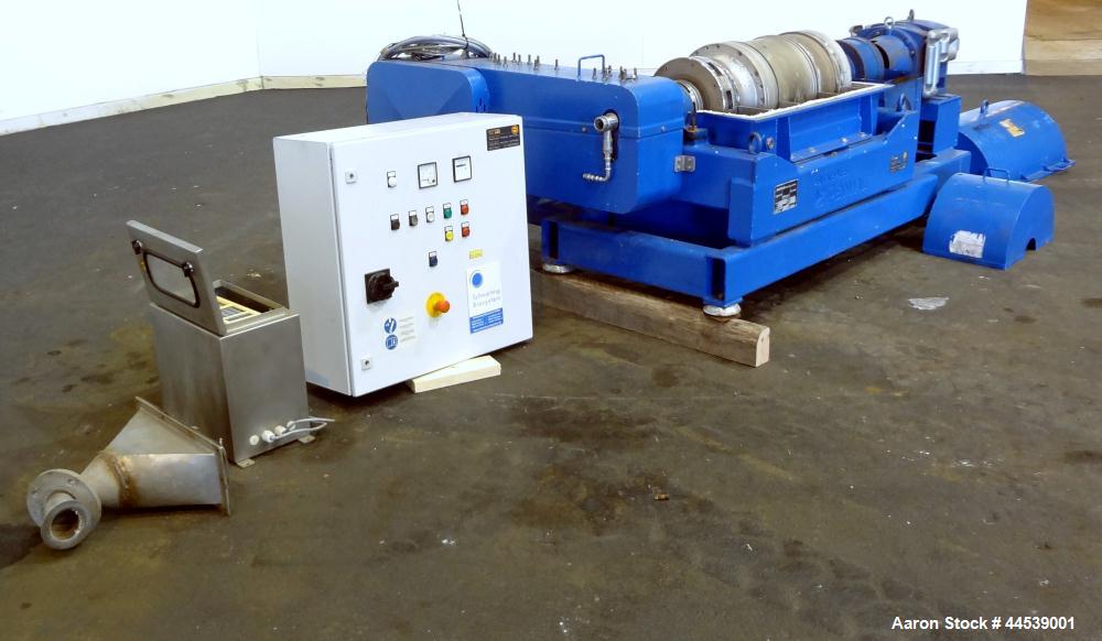 Used Sharples PM-20000 Super-D-Canter Centrifuge. 316 Stainless steel construction (product contact areas), maximum bowl speed 3250 rpm, discharge ports with wear liners, 4.25" single lead conveyor w...