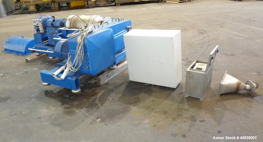 Used Sharples PM-20000 Super-D-Canter Centrifuge. 316 Stainless steel construction (product contact areas), maximum bowl speed 3250 rpm, discharge ports with wear liners, 4.25" single lead conveyor w...