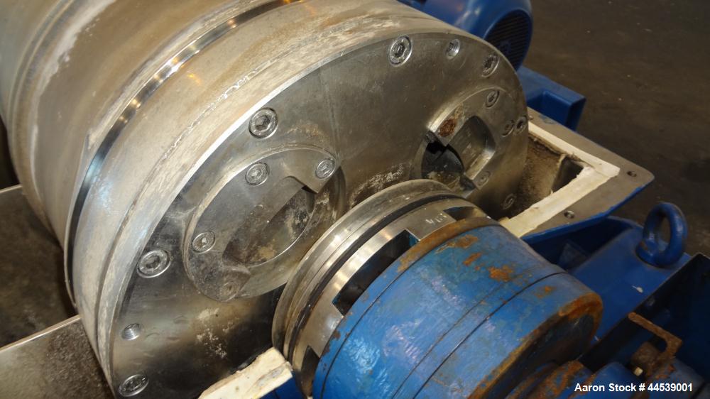 Used Sharples PM-20000 Super-D-Canter Centrifuge. 316 Stainless steel construction (product contact areas), maximum bowl speed 3250 rpm, discharge ports with wear liners, 4.25" single lead conveyor w...