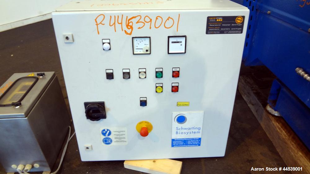 Used Sharples PM-20000 Super-D-Canter Centrifuge. 316 Stainless steel construction (product contact areas), maximum bowl speed 3250 rpm, discharge ports with wear liners, 4.25" single lead conveyor w...