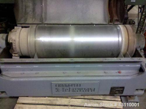 Used Sharples PM-30000 Super-D-Canter Centrifuge (same as a P-3400), max bowl speed 4000, single lead conveyor w/STC wear protection tiles, hogged-out solids discharge ports w/replaceable wear liners...