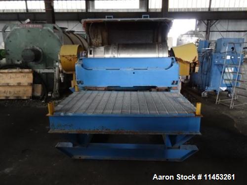 Used Sharples PM-35000 Super-D-Canter Centrifuge. 316 Stainless steel construction (product contact areas), maximum bowl speed 4000 rpm, 360 degree cake solids discharge ports with sintered tungsten ...