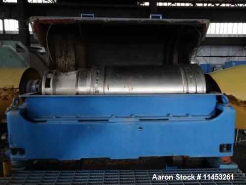 Used Sharples PM-35000 Super-D-Canter Centrifuge. 316 Stainless steel construction (product contact areas), maximum bowl speed 4000 rpm, 360 degree cake solids discharge ports with sintered tungsten ...