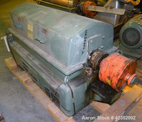 Used Sharples PM-35000 Super-D-Canter Centrifuge, 316 Stainless Steel Construction (product contact area), maximum bowl speed 3250 rpm, single lead conveyor with sintered tungsten carbide wear protec...