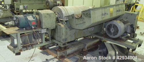 Used Sharples PM-35000 Super-D-Canter Centrifuge, Type PR392-485448, 316 Stainless Steel Construction (Product Contact Areas). Max bowl speed 3250 RPM, base, casing w/fiberglass top cover, gearbox. 7...