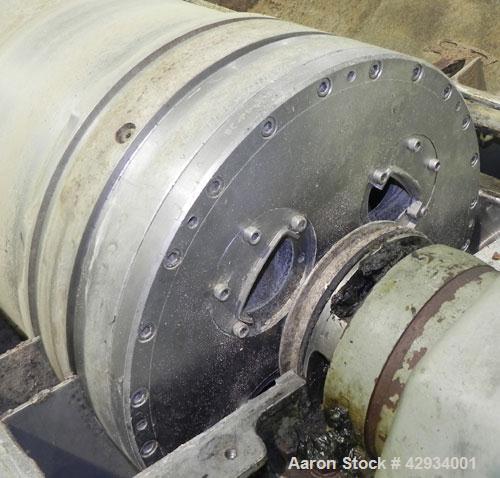 Used Sharples PM-35000 Super-D-Canter Centrifuge, Type PR392-485448, 316 Stainless Steel Construction (Product Contact Areas). Max bowl speed 3250 RPM, base, casing w/fiberglass top cover, gearbox. 7...