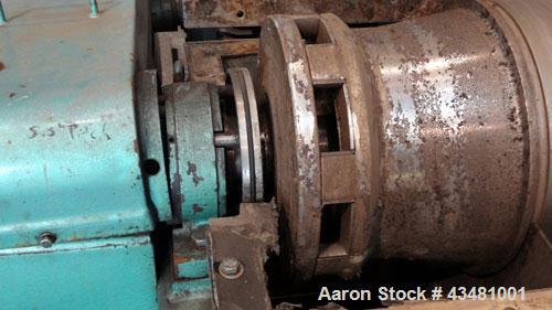 Used Sharples PM-35000 Super-D-Canter Centrifuge. 316 Stainless steel construction on product contact areas. Maximum bowl speed 3150 rpm, 360 degree solids discharge ports with sintered tungsten wear...