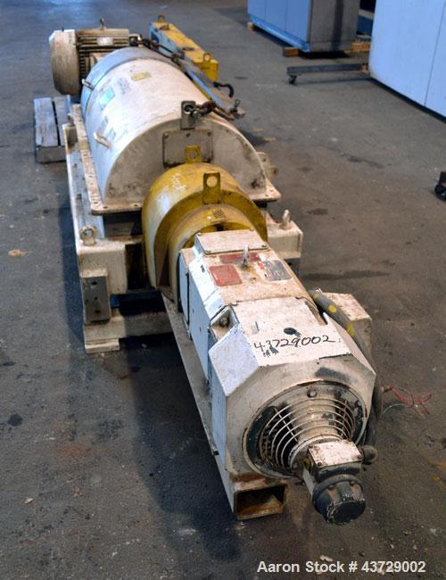 Used Sharples PM-35000 Super-D-Canter Centrifuge. 316 Stainless steel construction (Product contact areas),3250 RPM, 5.5” single lead conveyor with sintered tungsten carbide wear protection, 360 degr...