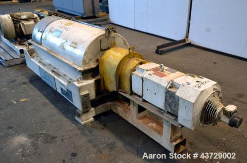 Used Sharples PM-35000 Super-D-Canter Centrifuge. 316 Stainless steel construction (Product contact areas),3250 RPM, 5.5” single lead conveyor with sintered tungsten carbide wear protection, 360 degr...