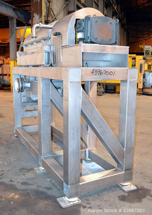 Used Sharples PM-35000 "Semi-Sanitary" Super-D-Canter Centrifuge. 2205 Duplex stainless steel (same as 317 ss) construction product contact areas. Maximum bowl speed 3600 rpm, 5-1/2" single lead conv...