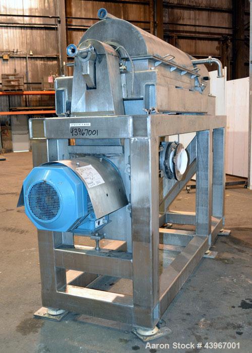 Used Sharples PM-35000 "Semi-Sanitary" Super-D-Canter Centrifuge. 2205 Duplex stainless steel (same as 317 ss) construction product contact areas. Maximum bowl speed 3600 rpm, 5-1/2" single lead conv...