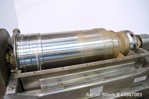 Used Sharples PM-35000 "Semi-Sanitary" Super-D-Canter Centrifuge. 2205 Duplex stainless steel (same as 317 ss) construction product contact areas. Maximum bowl speed 3600 rpm, 5-1/2" single lead conv...