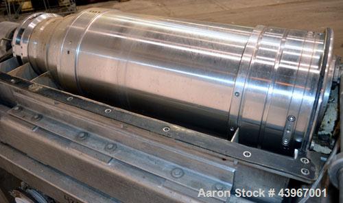 Used Sharples PM-35000 "Semi-Sanitary" Super-D-Canter Centrifuge. 2205 Duplex stainless steel (same as 317 ss) construction product contact areas. Maximum bowl speed 3600 rpm, 5-1/2" single lead conv...