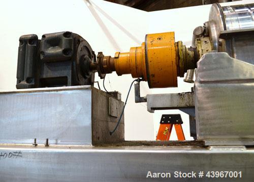 Used Sharples PM-35000 "Semi-Sanitary" Super-D-Canter Centrifuge. 2205 Duplex stainless steel (same as 317 ss) construction product contact areas. Maximum bowl speed 3600 rpm, 5-1/2" single lead conv...