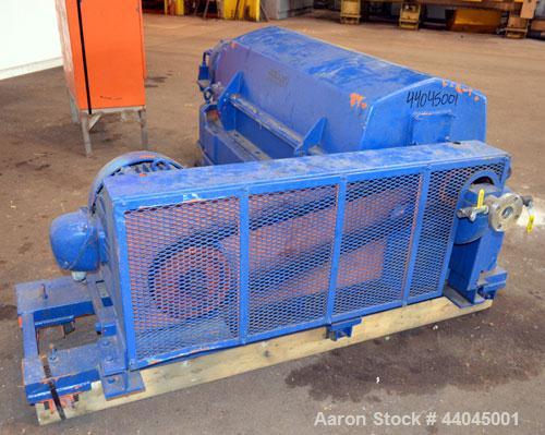 Used Sharples PM-35000 Super-D-Canter Centrifuge, 316 stainless steel construction on product contact areas.  Max bowl speed 3250 rpm, 5" single lead quasi-axial conveyor with sintered tungsten carbi...