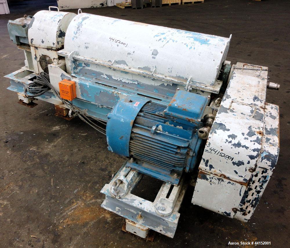 Used Sharples PM-35000 Super-D-Canter Centrifuge. 316 Stainless steel construction (product contact areas). Maximum bowl speed 3250 rpm, 5-1/2" single lead conveyor with sintered tungsten carbide til...